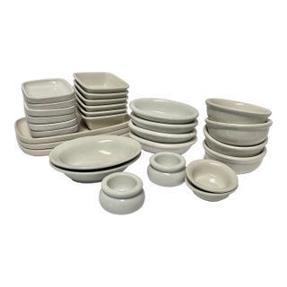 1960s Mid-Century Modern White Ironstone Restaurant-Ware - Collection of 29 Pieces For Sale