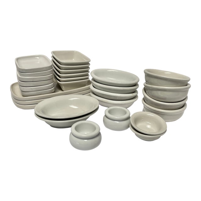 1960s Mid-Century Modern White Ironstone Restaurant-Ware - Collection of 29 Pieces For Sale