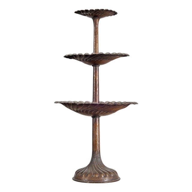 Patinated Bronze Three-Tier Muffin Dessert Stand or Display For Sale