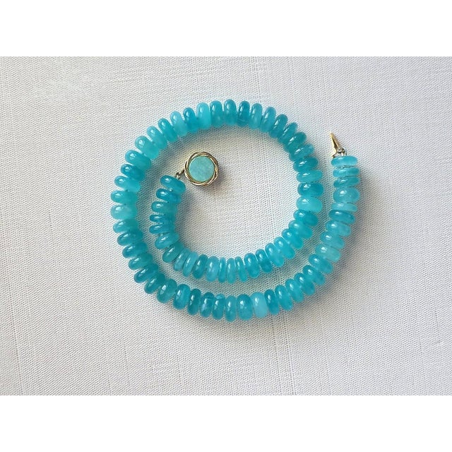 Sky Blue Mozambique Amazonite Rondelle Necklace With Amazonite Clasp For Sale - Image 8 of 9