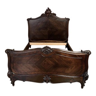 19th Century French Louis XV Rosewood Queen Bed For Sale