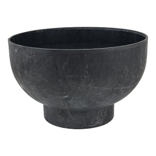 Vintage 1970s Large Black Fesco #7198 Modernist Architectural Pottery Molded Plastic Planter Pot For Sale