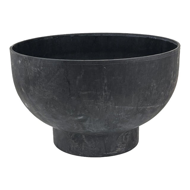 Vintage 1970s Large Black Fesco #7198 Modernist Architectural Pottery Molded Plastic Planter Pot For Sale