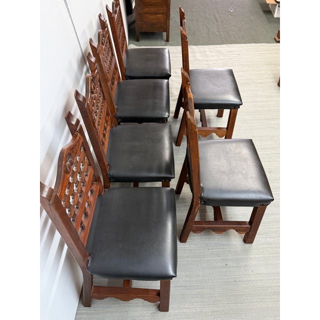 Wood Moorish Revival Carved Dining Chairs, Set of Six For Sale - Image 7 of 16