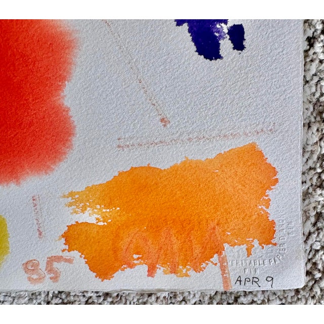 Abstract James McCray Expressionist Watercolor Painting, 1985, Signed, 22¼” X 31” For Sale - Image 3 of 9