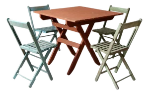 Vintage Wooden Patio Table & 4 Chairs