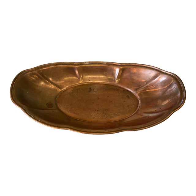 1970s Oblong Copper Catchall Dish For Sale