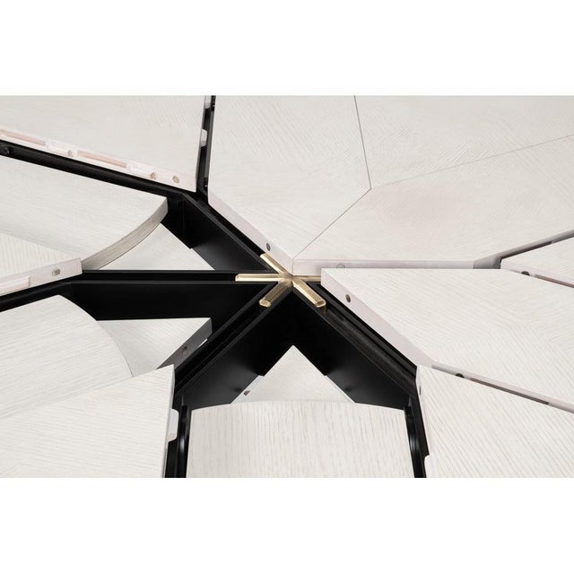 Transitional Round Dining Table, Medium - White Oak With Faceted Pedestal Base For Sale - Image 9 of 11