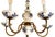 Chinoiserie Vintage Dutch Delft Blue & White Porcelain and Patinated Brass 5-Arm Chandelier For Sale - Image 3 of 4