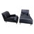 Vintage Modern Black Leather Lounge Chair and Chaise, 2-Piece Set by Catherine Chanicci for Reupholstery A striking...