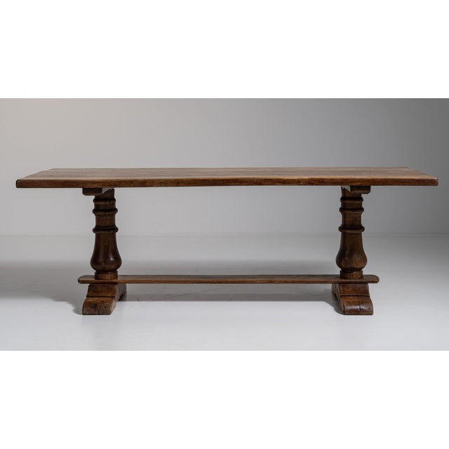 1970s French Brown Oak Refectory Table For Sale - Image 15 of 15
