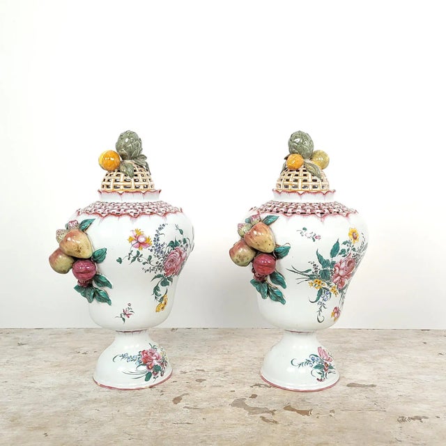 A pair of large Italian pottery covered jars, circa 1960.