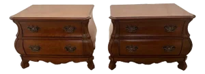 1990s Pair Henredon Town and Country Nightstands Matching Two Drawers French Style