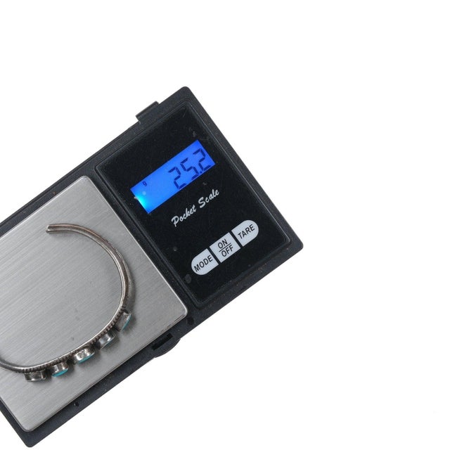 6.25" C1940's Native American Silver and Turquoise Row Cuff Bracelet For Sale - Image 10 of 10