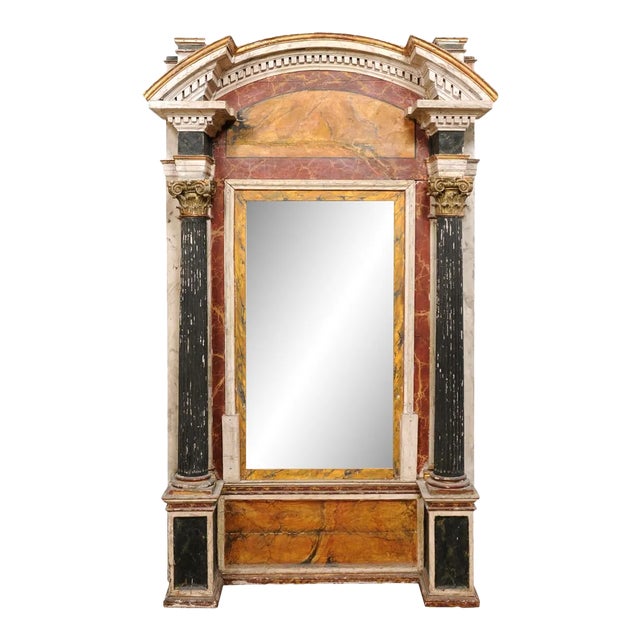 Italian Grand Architectural Mirror, 19th Century For Sale