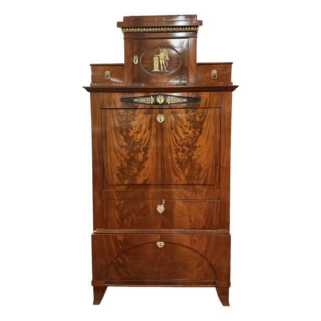 Neoclassical Fall-Front Secretaire Cabinet in Mahogany, 1780 For Sale