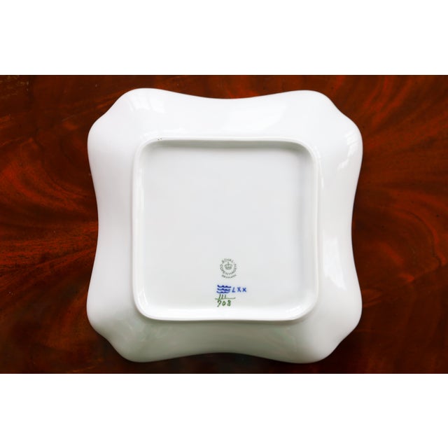 Late 20th Century Vintage Royal Copenhagen Princess Blue Hand-Painted Porcelain Square Serving Bowl - #111/708 For Sale - Image 5 of 9