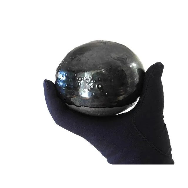 Black Black Coil Pottery Ball Rattle For Sale - Image 8 of 9