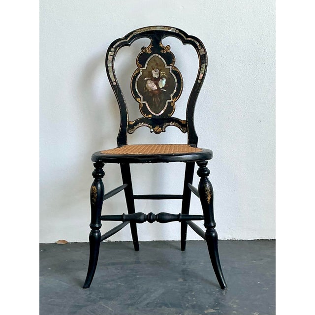 Vintage Paper Mache Inlay Chair For Sale - Image 10 of 12