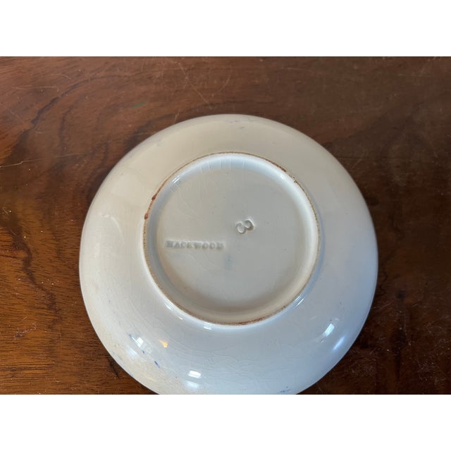 Antique 19th Century Hackwood Peafowl Blue Spatterware Saucer Dish For Sale - Image 9 of 10