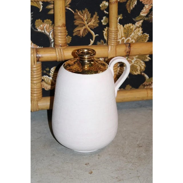Gold Italian Vase in Pink Ceramic and Gold by Aldo Londi for Bitossi, 1970s For Sale - Image 8 of 8