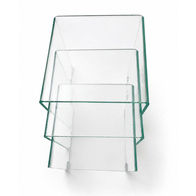 Modern Pair of Italian Waterfall Glass Nesting Tables, 20th Century For Sale - Image 3 of 9