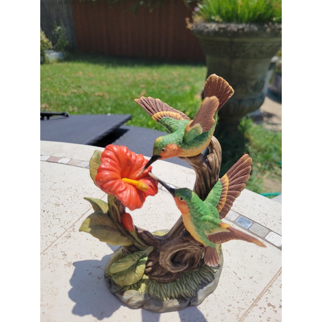 Ruby Throated Hummingbird With Hibiscus For Sale - Image 4 of 4