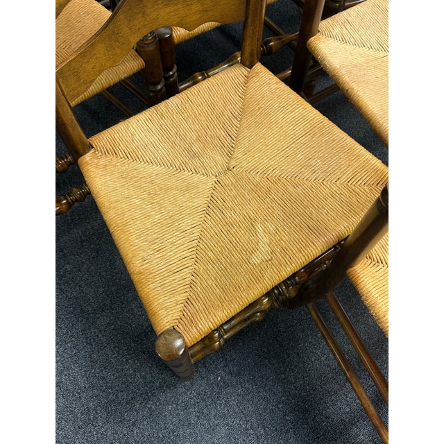 Late 20th Century Early American Ladderback Dining Chairs - Set of 6 For Sale - Image 9 of 12