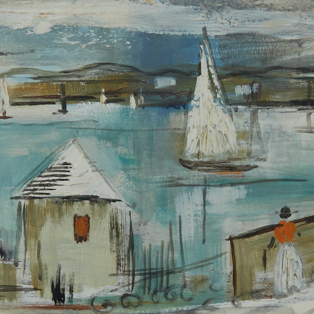 Late 20th Century Alfred Birdsey Vintage Bermuda Bayscape Painting For Sale - Image 5 of 10