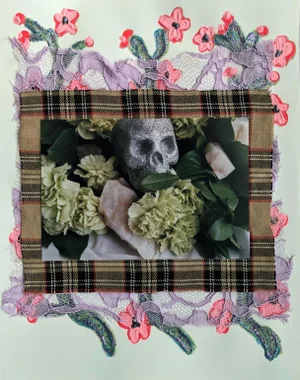 "No Mercy" Contemporary Abstract Floral Mixed-Media Collage by Frances Sousa