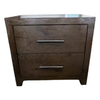 Restoration Hardware Davos Closed Nightstand – Aged Dark Brown Oak For Sale