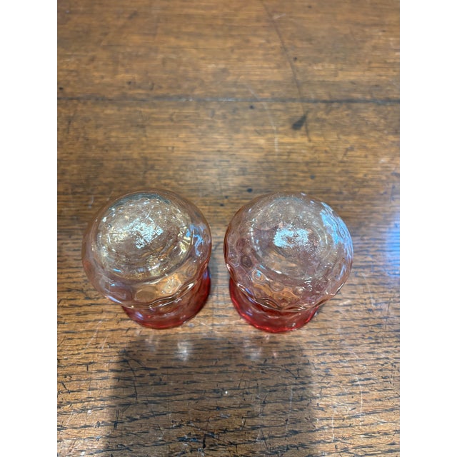 Antique Victorian Amberina Glass Toothpick Holders Inverted Thumbprint - Pair - Hobbs, Brockunier For Sale - Image 4 of 8