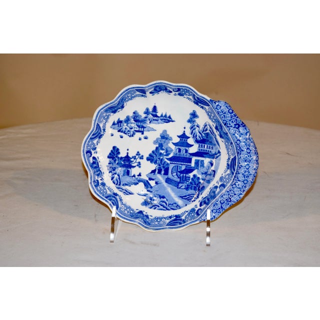 Ink Blue Early Spode Shaped Dish For Sale - Image 8 of 8
