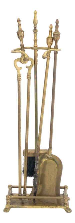 Federal Style Brass Fireplace Tools Set, 5 Pcs.