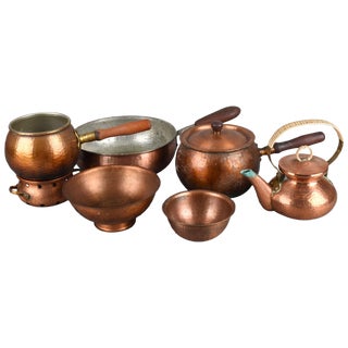 Vintage Copper Set by Eugen Zint, Germany, 1950s, Set of 9 For Sale