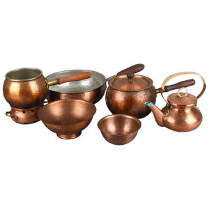 Vintage Copper Set by Eugen Zint, Germany, 1950s, Set of 9