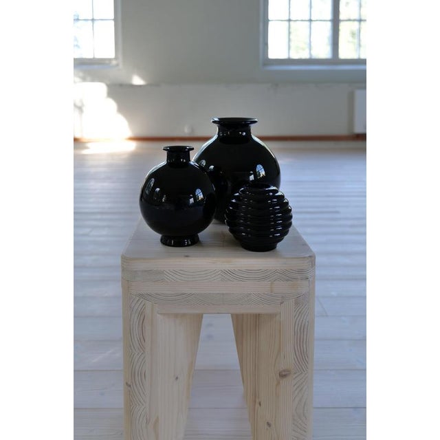 Art Deco Black Vases by Harald Notini for Pukeberg, Sweden 1930s, Set of 3 For Sale - Image 4 of 14