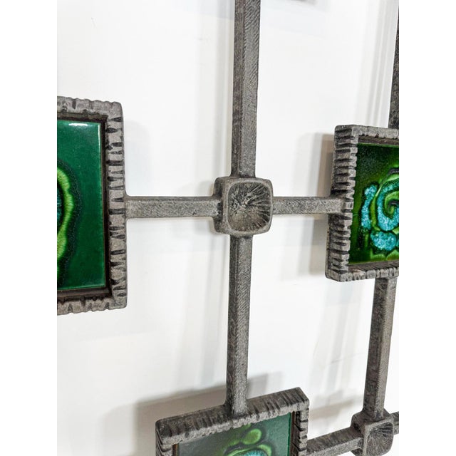 Metal Mid-Century Modern Brutalist Wall Sculpture in Ceramic and Cast Aluminium, 1970s For Sale - Image 7 of 8