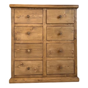 Rustic 8-Piece Shop Chest or Apothecary Cabinet in Softwood For Sale