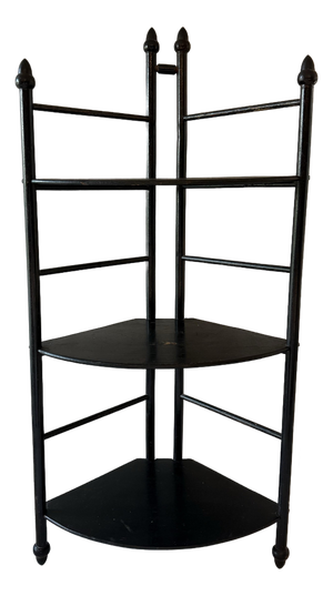 3 Shelf Black Wood Corner Etagere