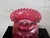 Red Vintage Fenton Cranberry Pinch Coin Dot Overlay Art Glass Vase With Ruffled Rim – 8.25” For Sale - Image 8 of 11