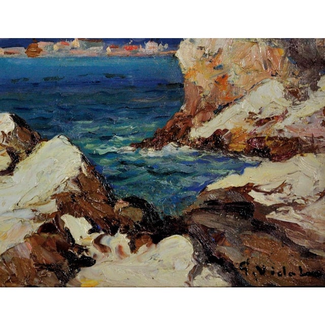 Gustave Vidal, Fishermen on the Rocks, 1930s, Oil Painting, Framed For Sale - Image 9 of 18