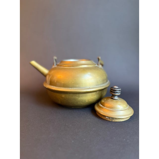 Brass Vintage Brass Tea Kettle With Wooden Handle For Sale - Image 8 of 9