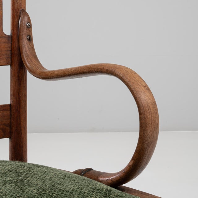 1930s French Wooden Swivel Armchair with Upholstered Seat For Sale - Image 11 of 18