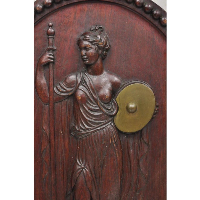 Antique Classical Oval Carved Mahogany Figural Goddess Wall Sculpture Plaque For Sale - Image 4 of 11