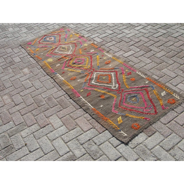 1970s Vintage Turkish Kilim Runner Rug , Area Kilim for Livingroom,Bedroom , For Sale - Image 5 of 11