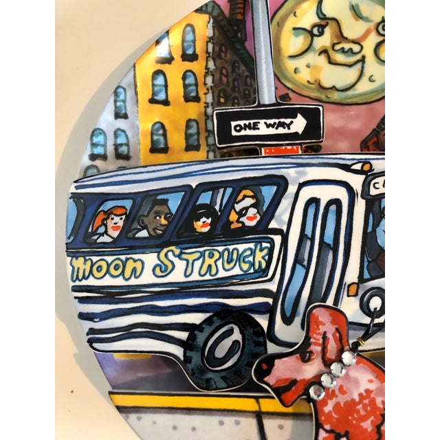 1990s Red Grooms, Red Grooms Moonstruck Porcelain Sculpture Plate 3D Manhattan NYC Cartoon, 1994 For Sale - Image 5 of 10