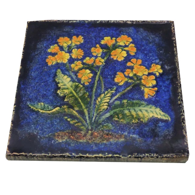 Ceramic Wall Tile of the Karlsruhe Majolica by Meschede, 1967 For Sale