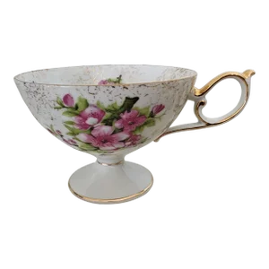Vintage SAJI-Japan Violet Floral-Tea Cup and Saucer Set- 2 Pieces