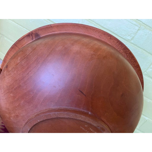 Red 1970s Large Turned Cherry Wood Bowl Rodger Jacobs Artist Craftsman For Sale - Image 8 of 12